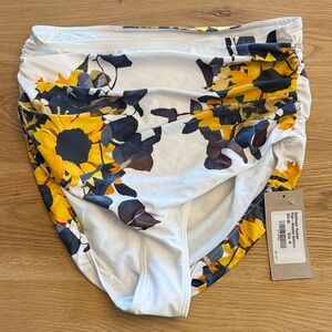 NWT Albion White and Gold Sunflower Floral Bikini Bottom
